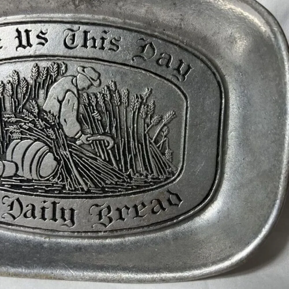 Wilton Columbia Bread Tray Plate Metalware Pewter‎ Give Us This Daily Bread